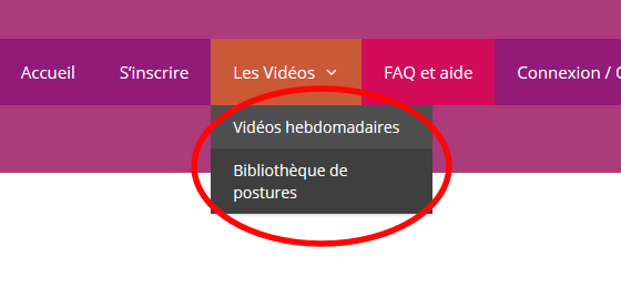 Voir le sous-menu des vidéos